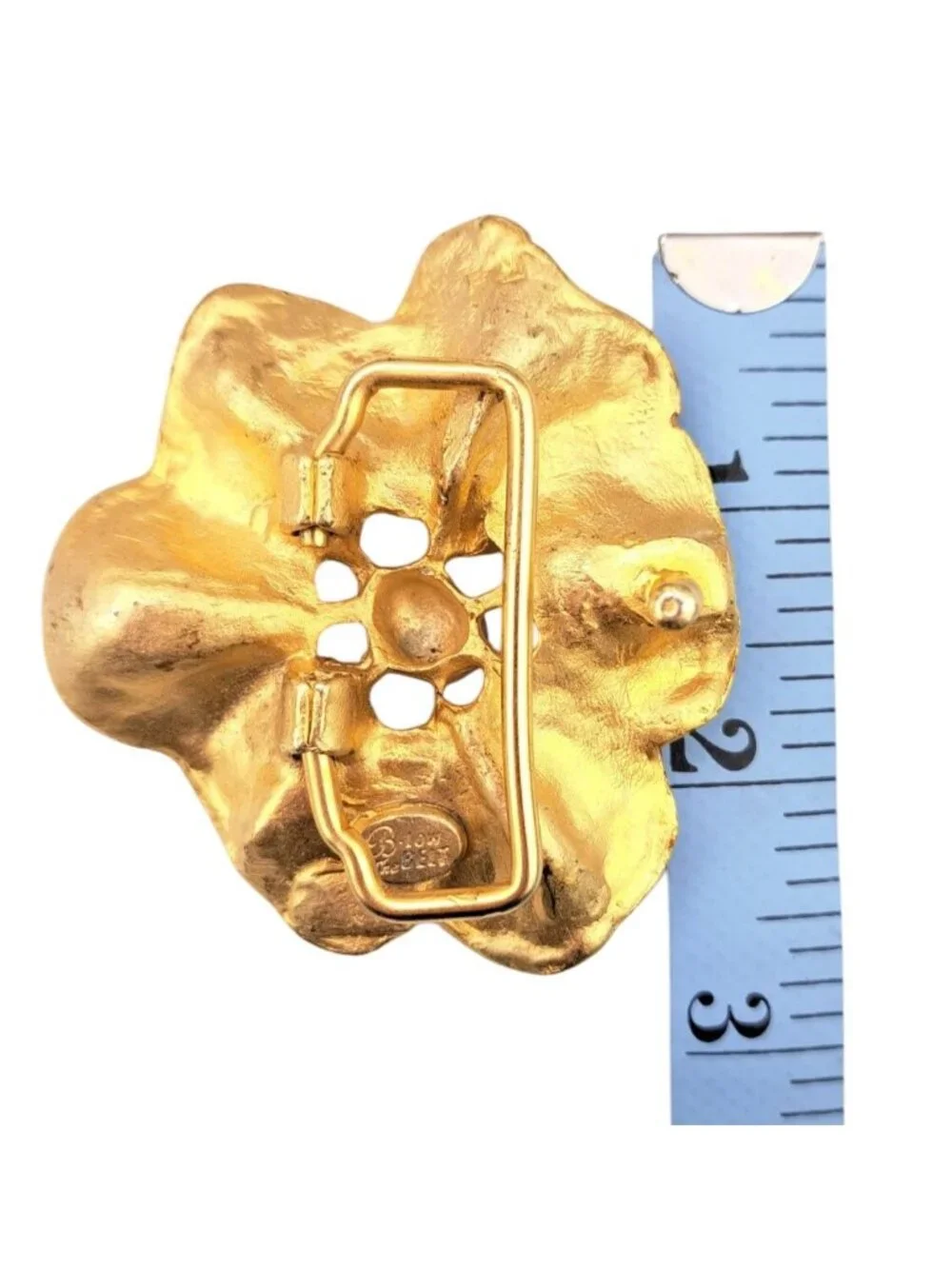 B-Low The Belt Buckle Orange Flower Gold-Tone Metal Enamel Floral Statement - Picture 8 of 8